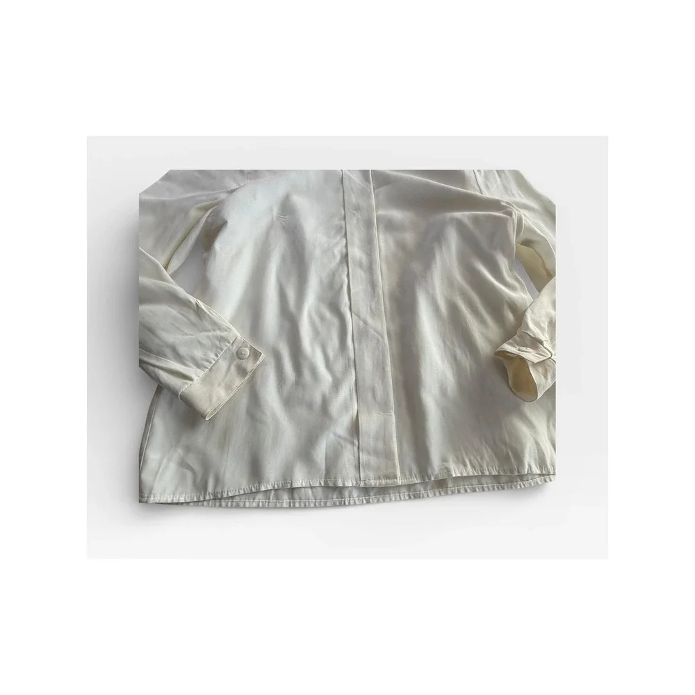 Norton McNaughton‎ Womens Cream Crest Emblem Collared Button Up Shirt Size 12